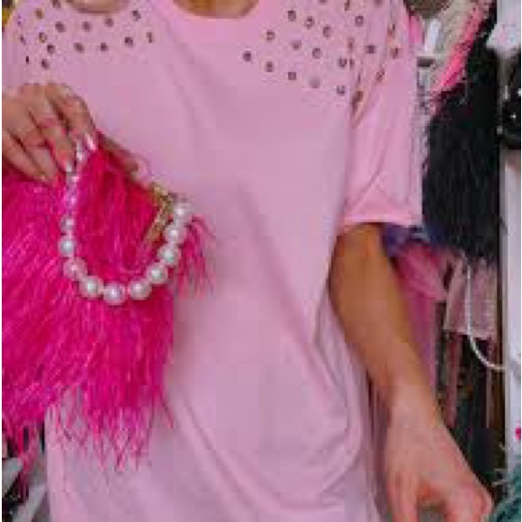 Hair Candy Pink Studded Tee - Picture 6 of 6